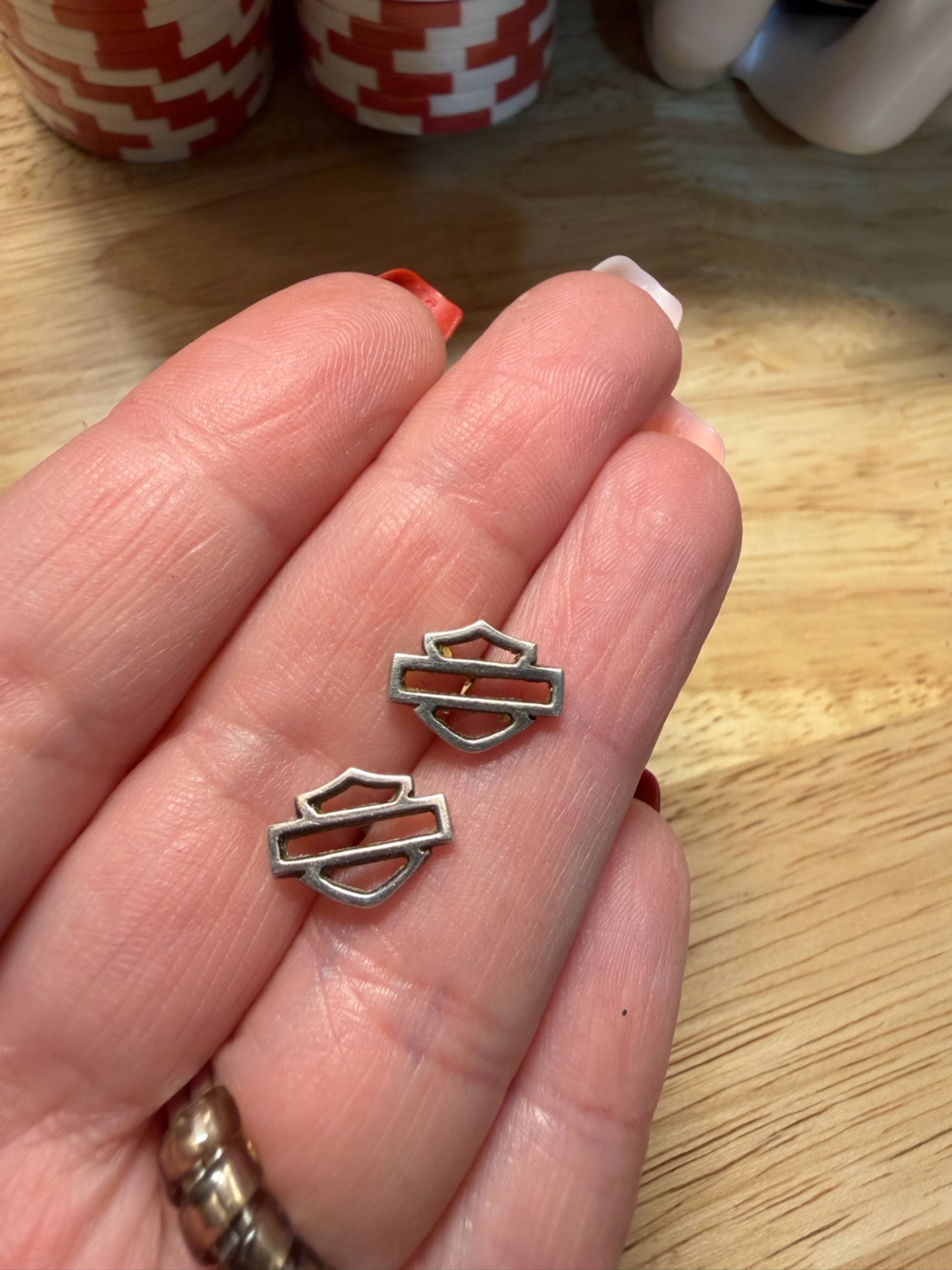 Harley-Davidson Silver Shield Logo Stud Earrings Sterling Silver